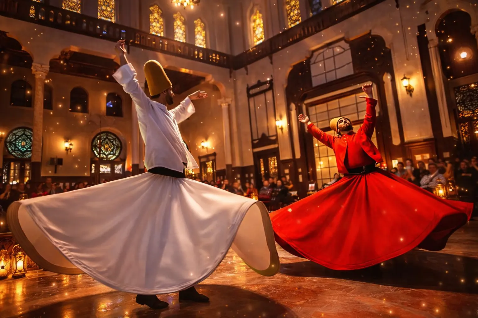 Whirling dervishes in flowing robes